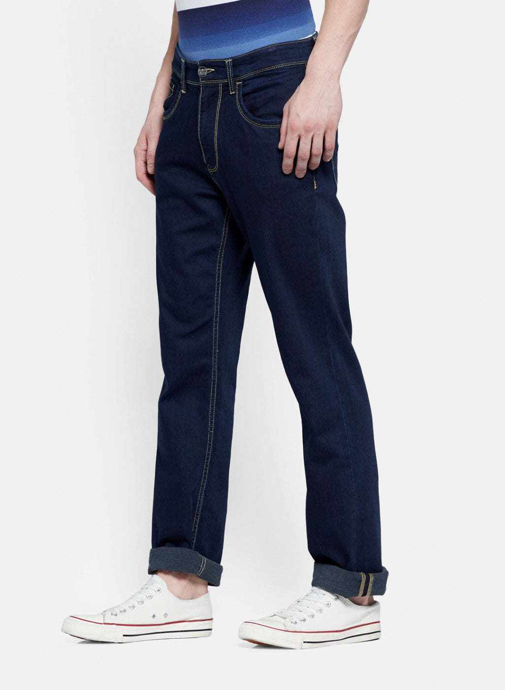 Mens Blue Regular Fit Trouser