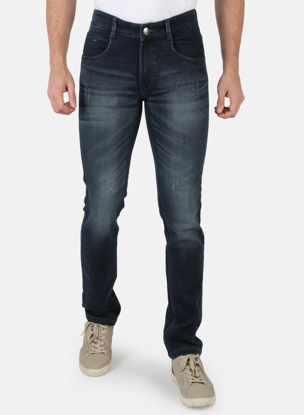 Men Navy Blue Narrow Fit Denim