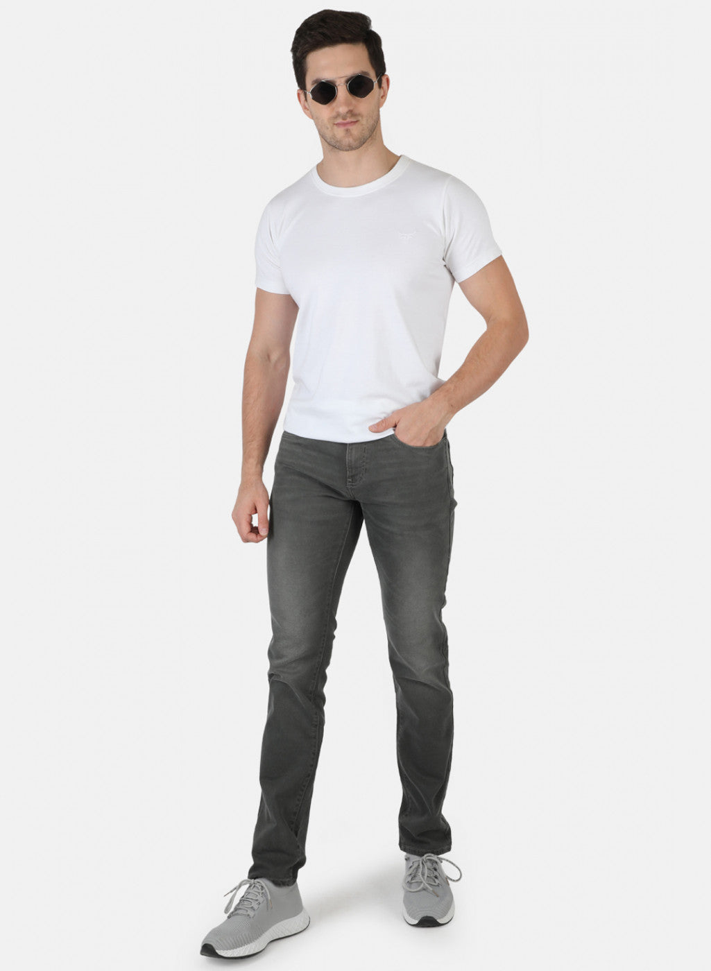 Men Grey Narrow Fit Denim