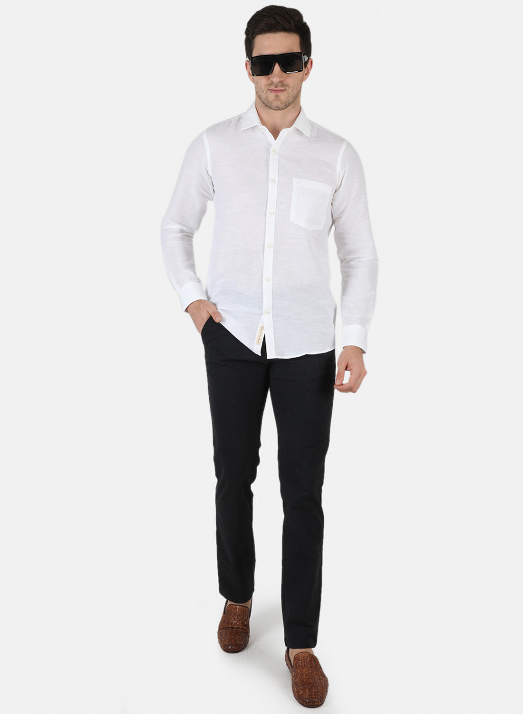 Men White Solid Shirt