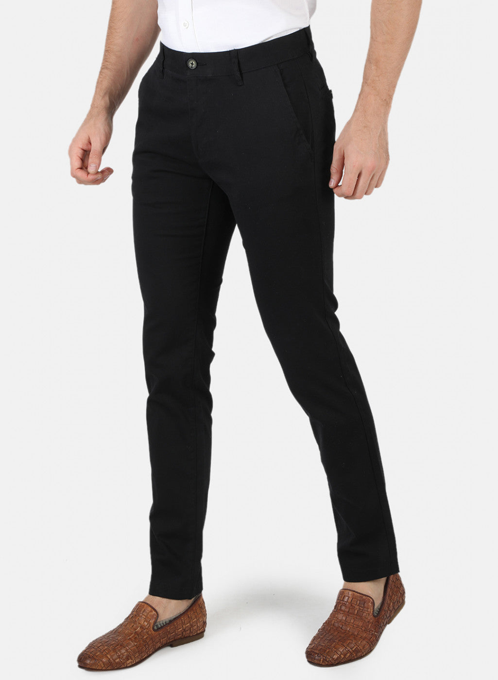 Men Black Solid Trouser