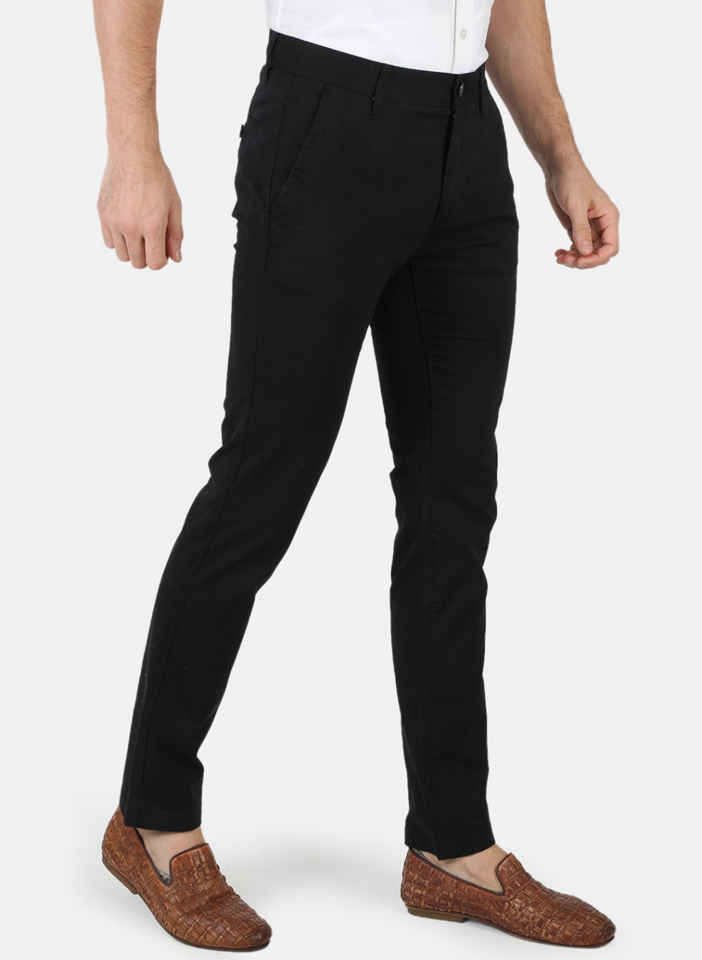 Men Black Solid Trouser