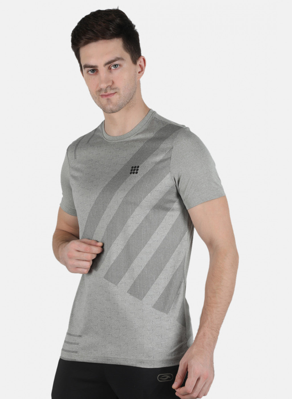 Men Grey Printed Round Neck T-Shirt