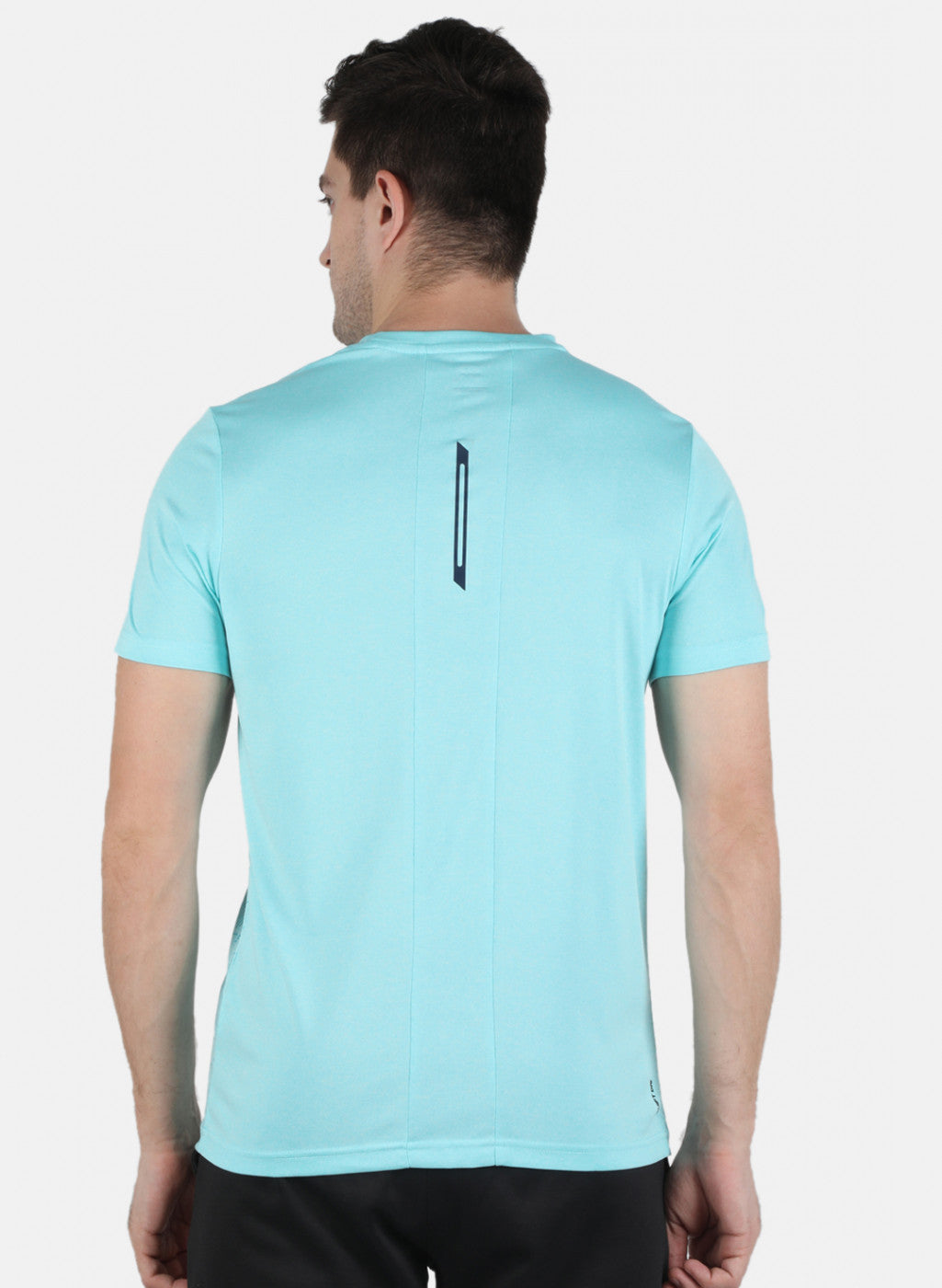 Men Sky Blue Printed Round Neck T-Shirt