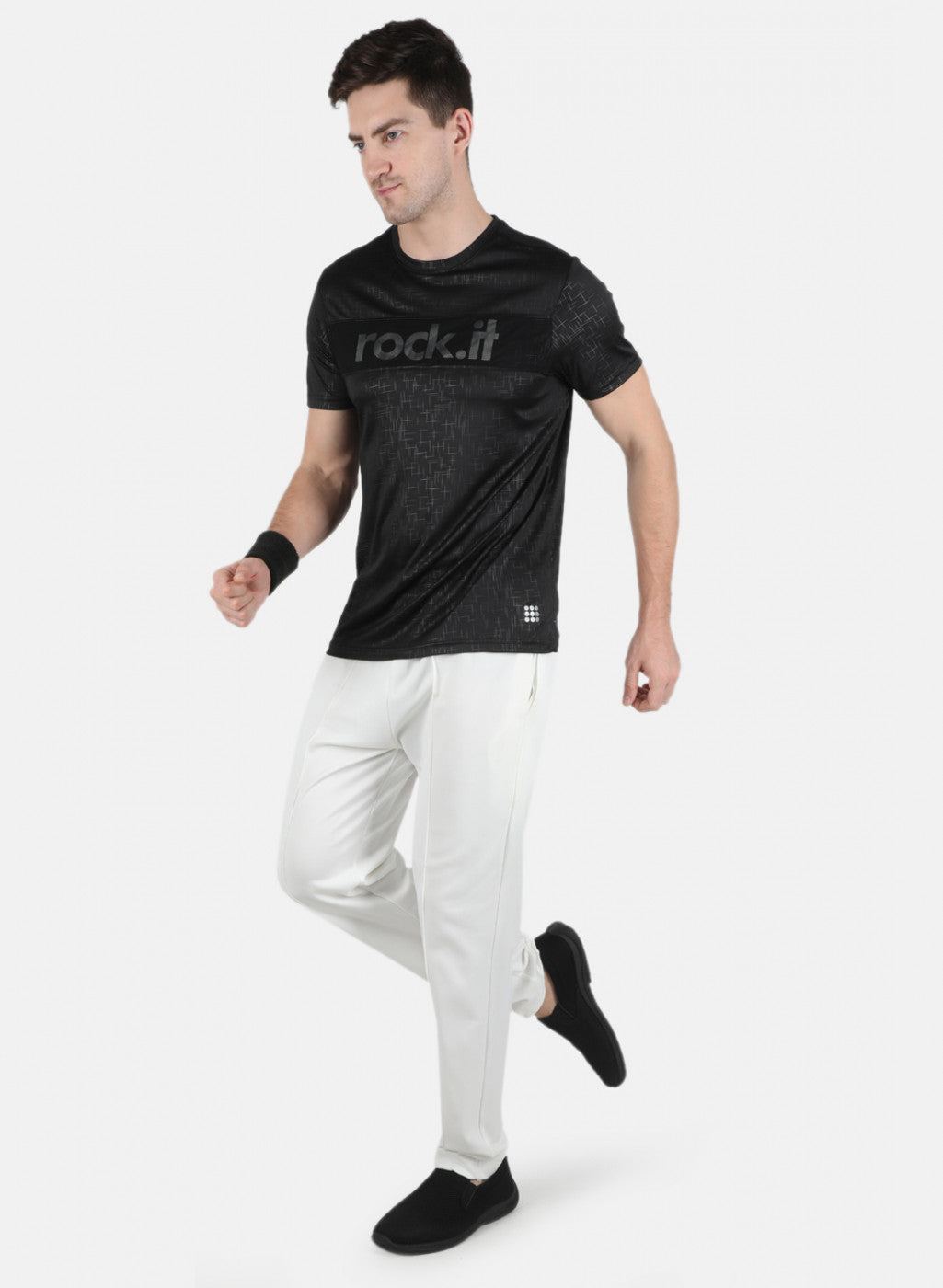 Men Black Printed Round Neck T-Shirt