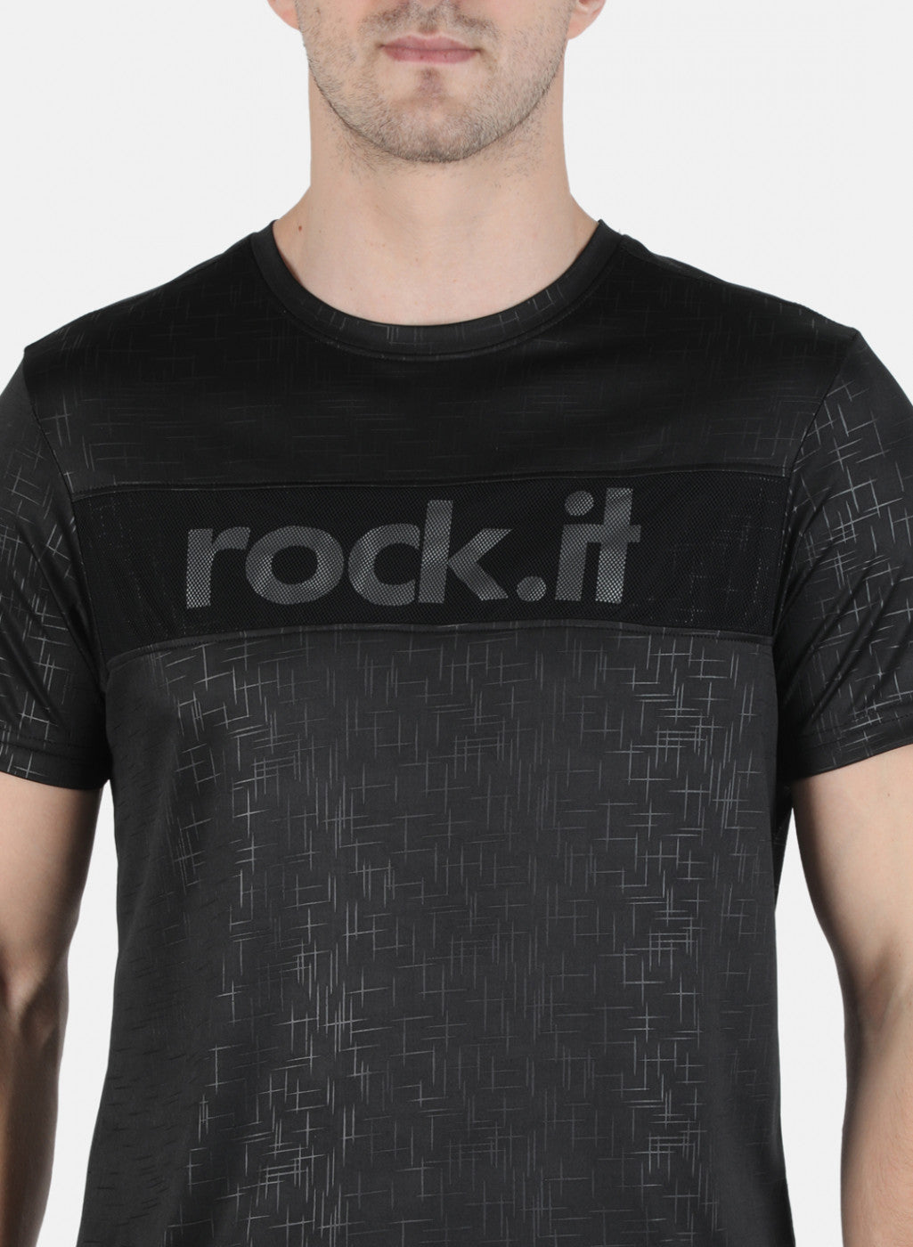 Men Black Printed Round Neck T-Shirt