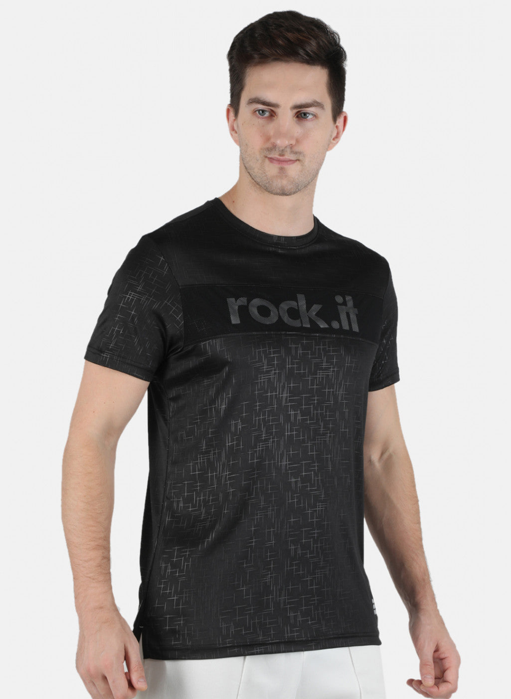 Men Black Printed Round Neck T-Shirt