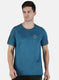 Men Blue Plain Round Neck T-Shirt