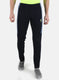 Men NAvy Blue Self Design Track Pant