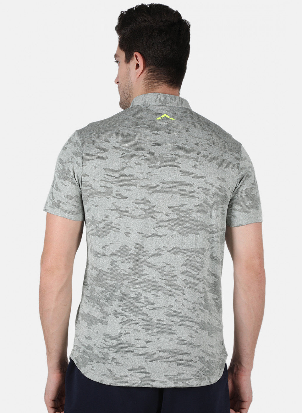 Men Grey Self Design Collar T-Shirt