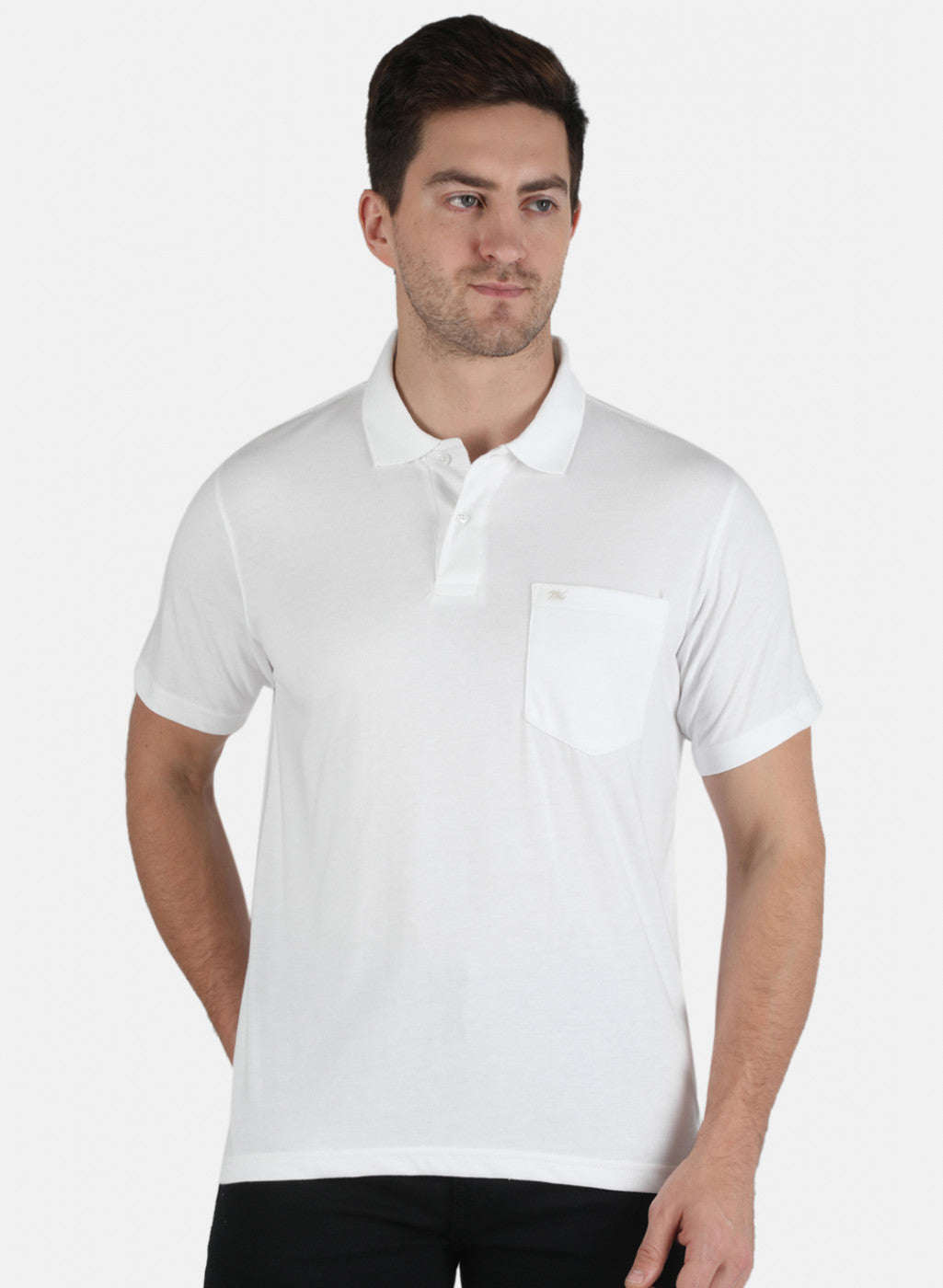 Men White Plain T-Shirt