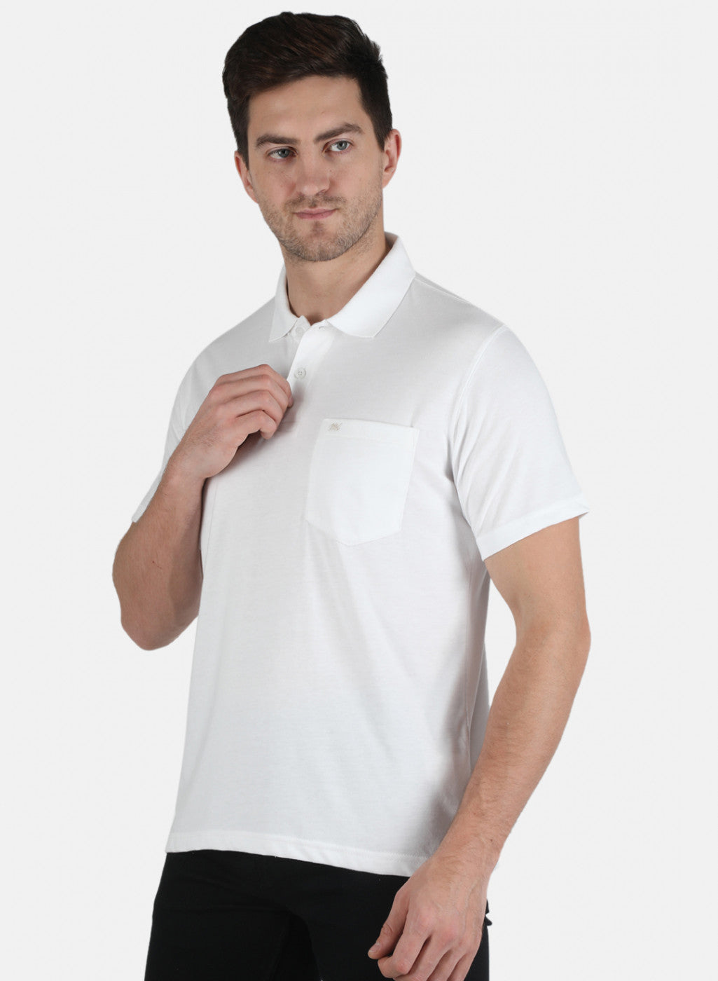 Men White Plain T-Shirt