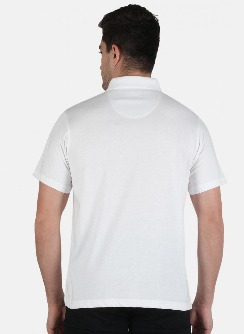 Men White Plain T-Shirt