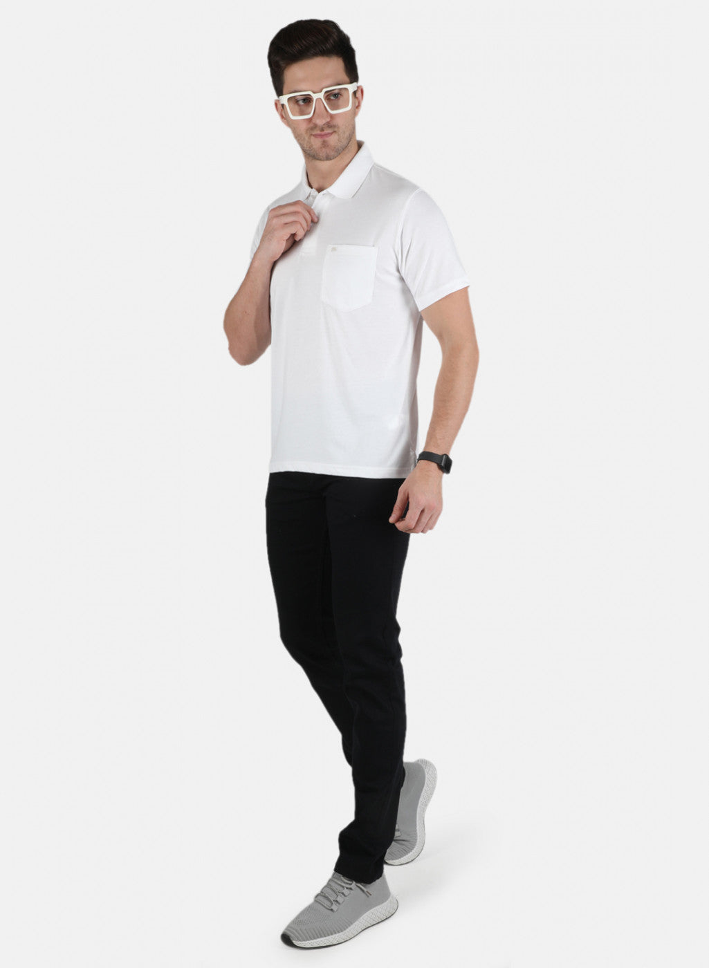 Men White Plain T-Shirt