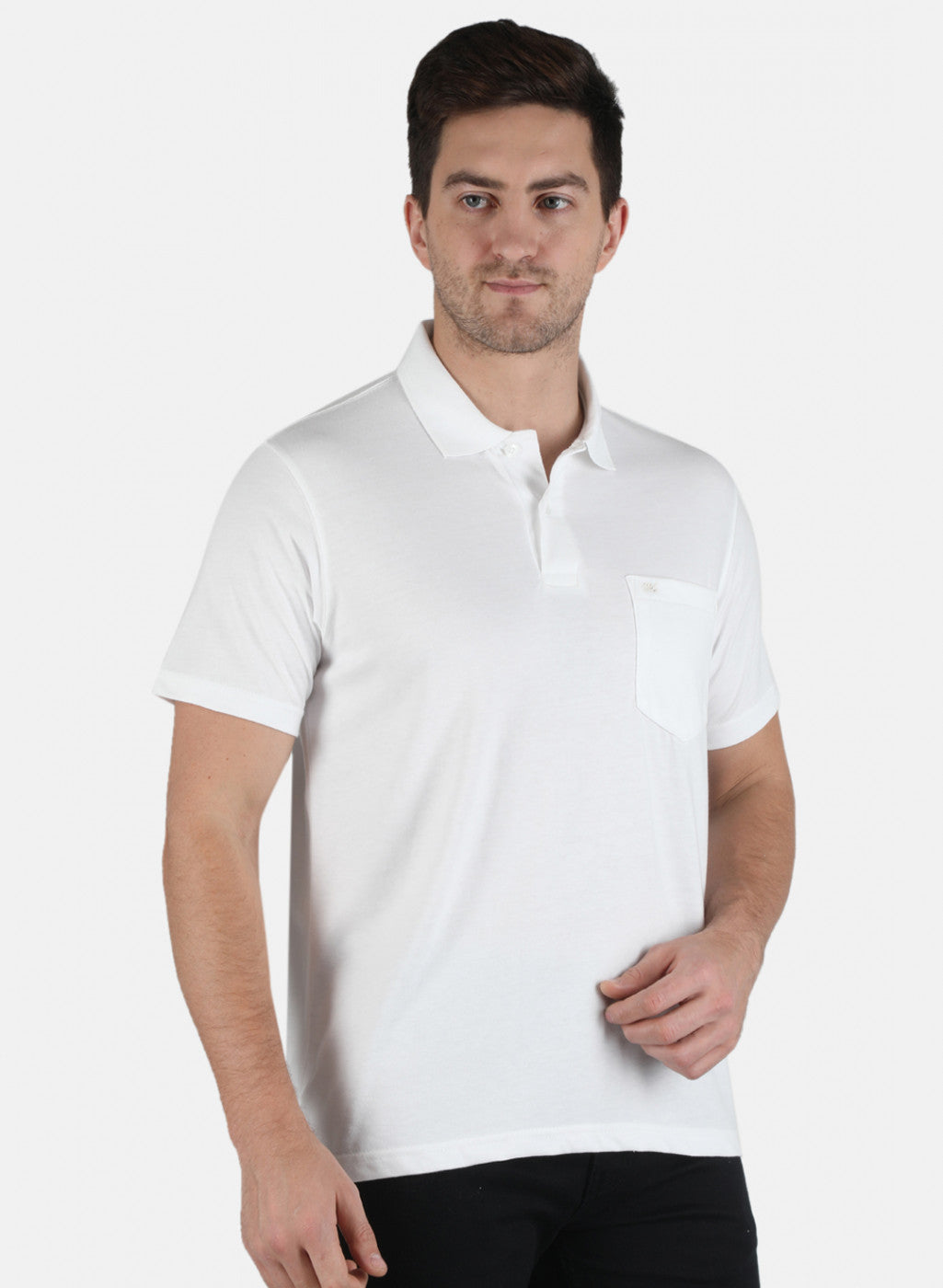 Men White Plain T-Shirt