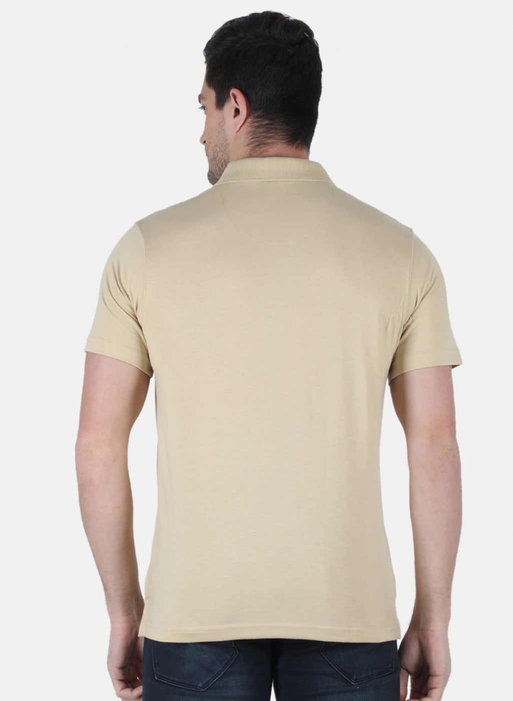 Men Beige Plain T-Shirt