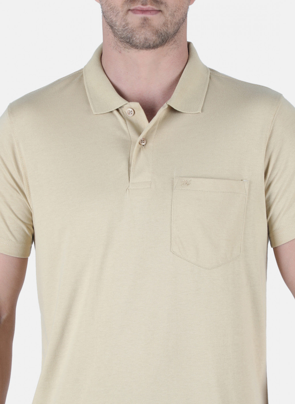 Men Beige Plain T-Shirt