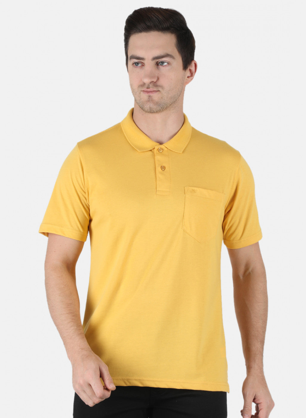 Men Yellow Plain T-Shirt