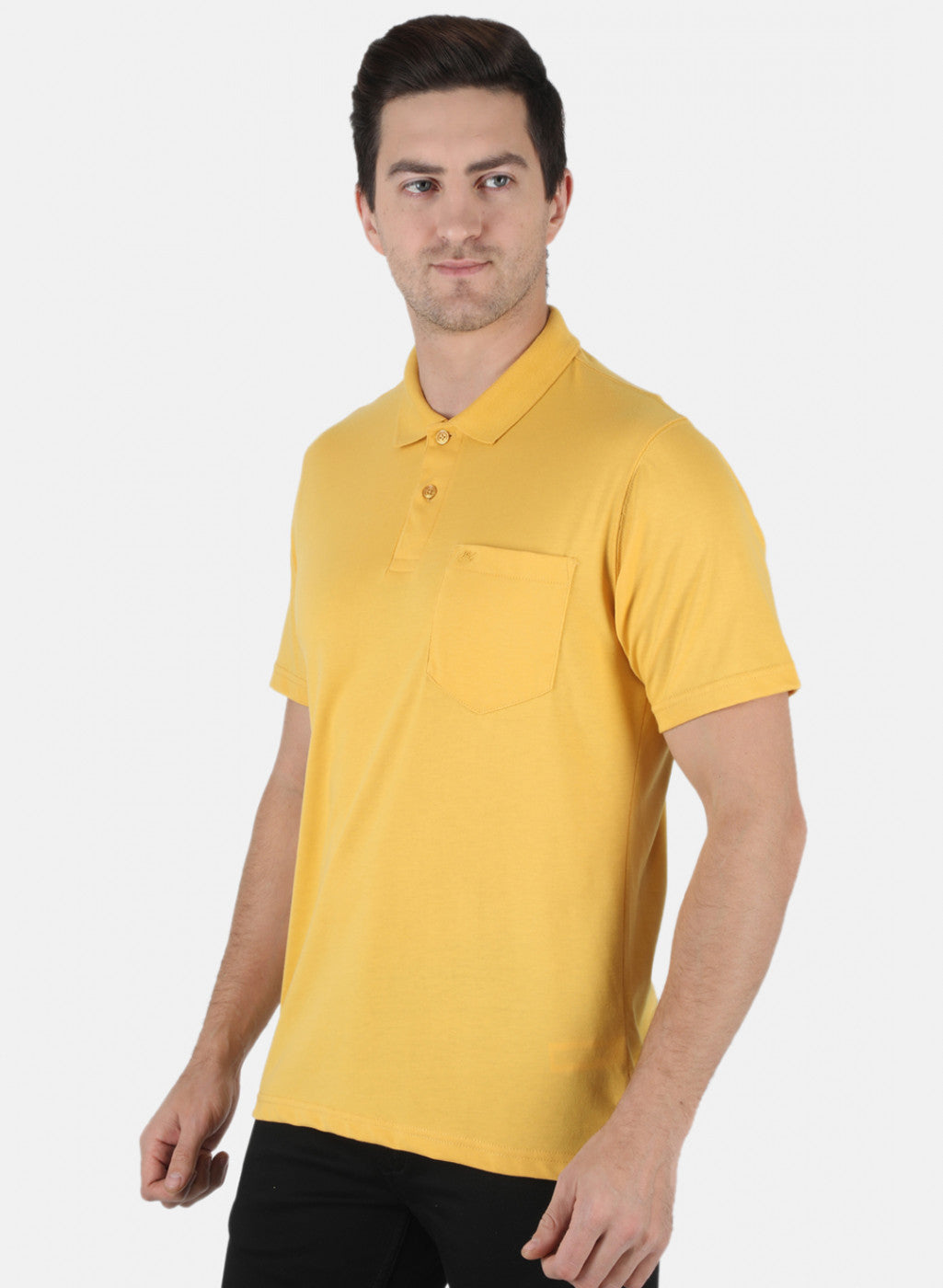 Men Yellow Plain T-Shirt