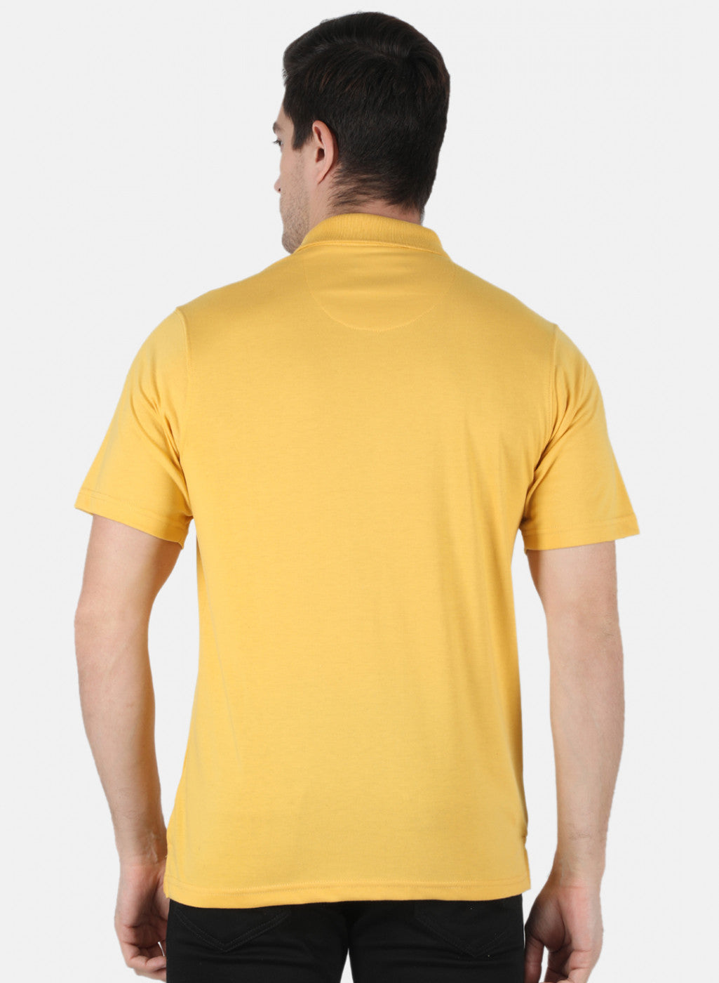 Men Yellow Plain T-Shirt