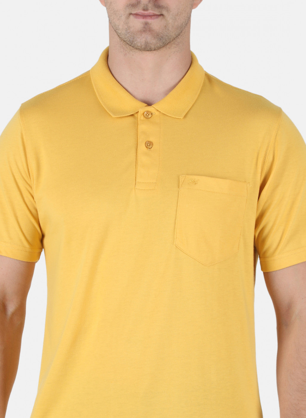 Men Yellow Plain T-Shirt