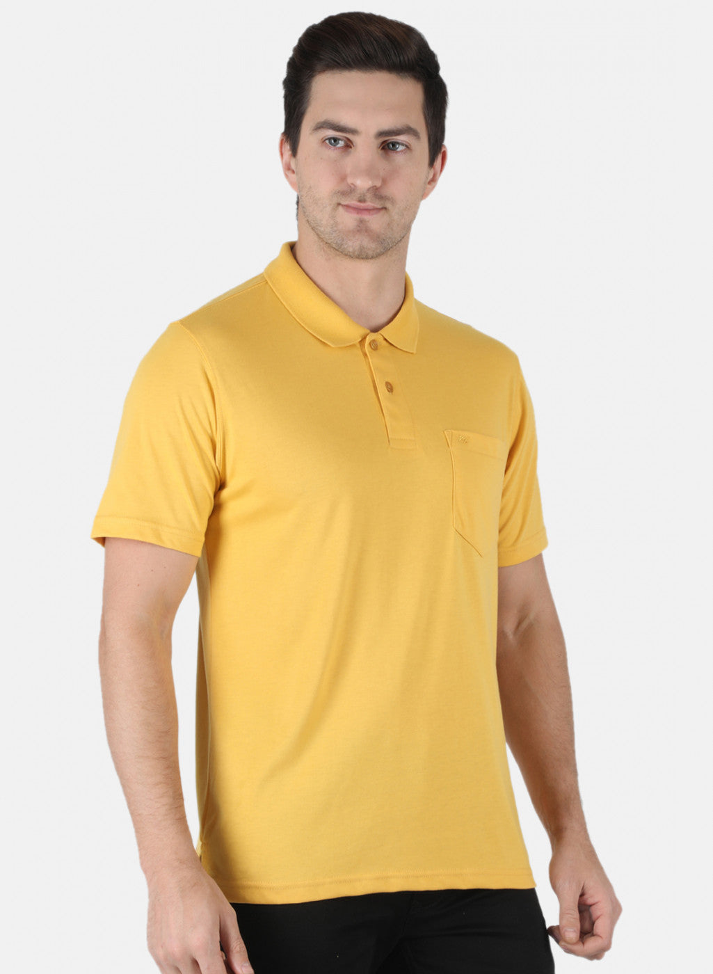 Men Yellow Plain T-Shirt