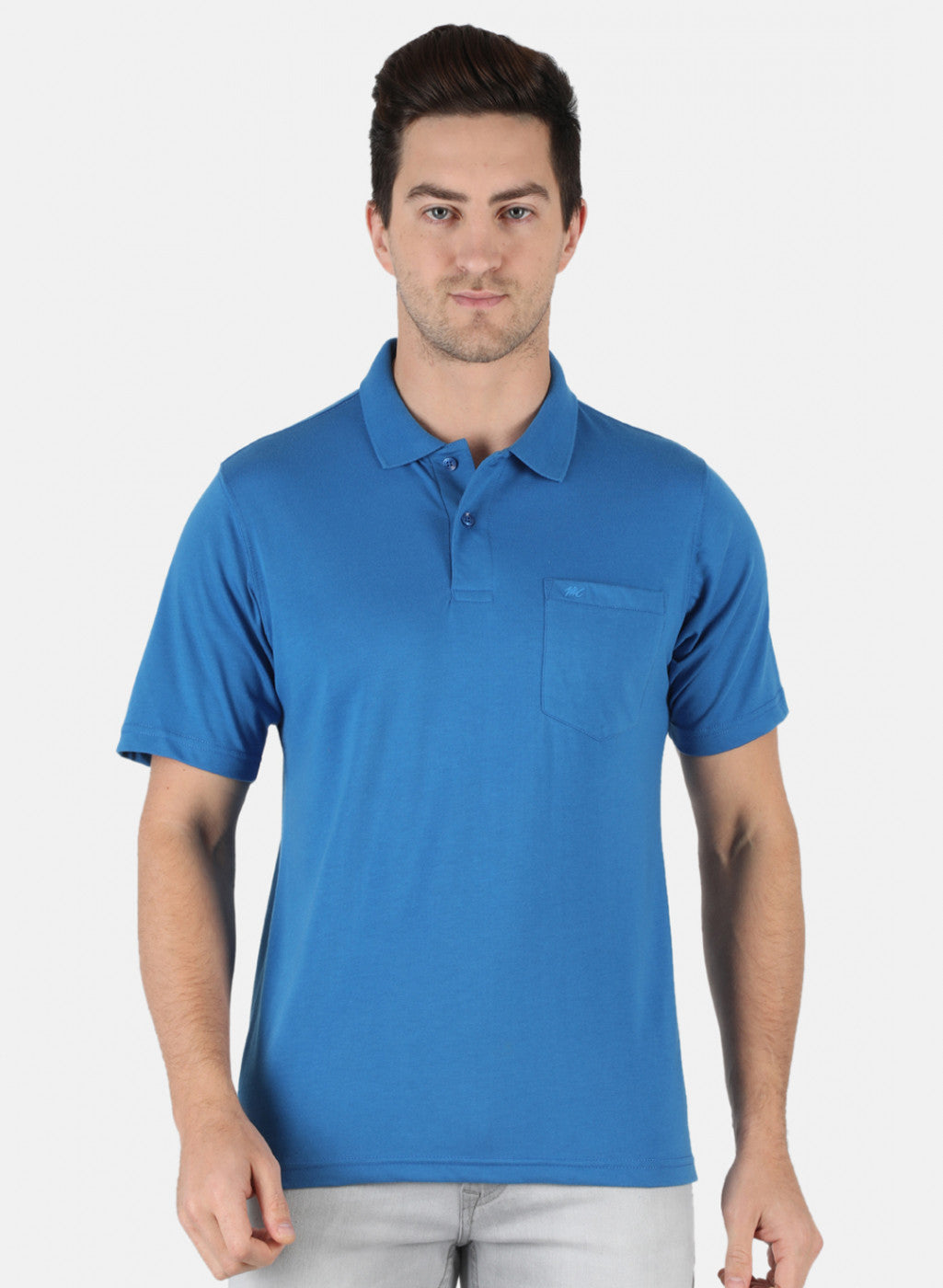 Men Royal Blue Plain T-Shirt