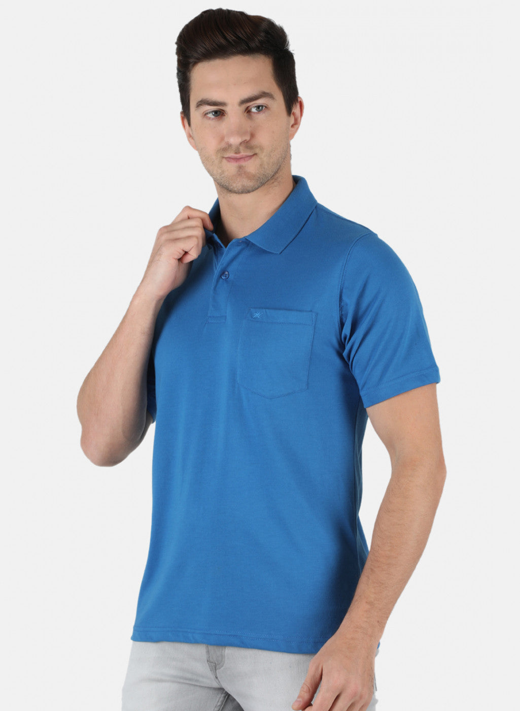 Men Royal Blue Plain T-Shirt