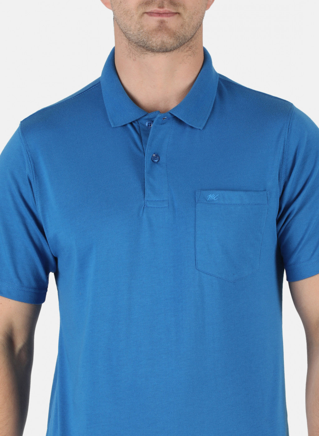 Men Royal Blue Plain T-Shirt