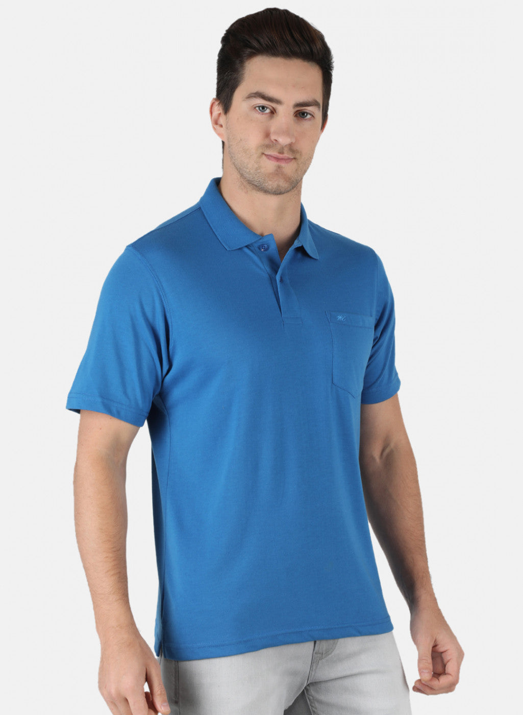 Men Royal Blue Plain T-Shirt