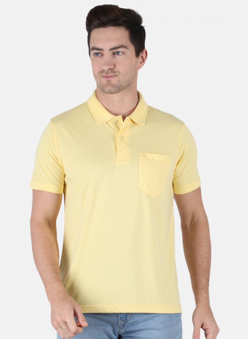 Men Yellow Plain T-Shirt