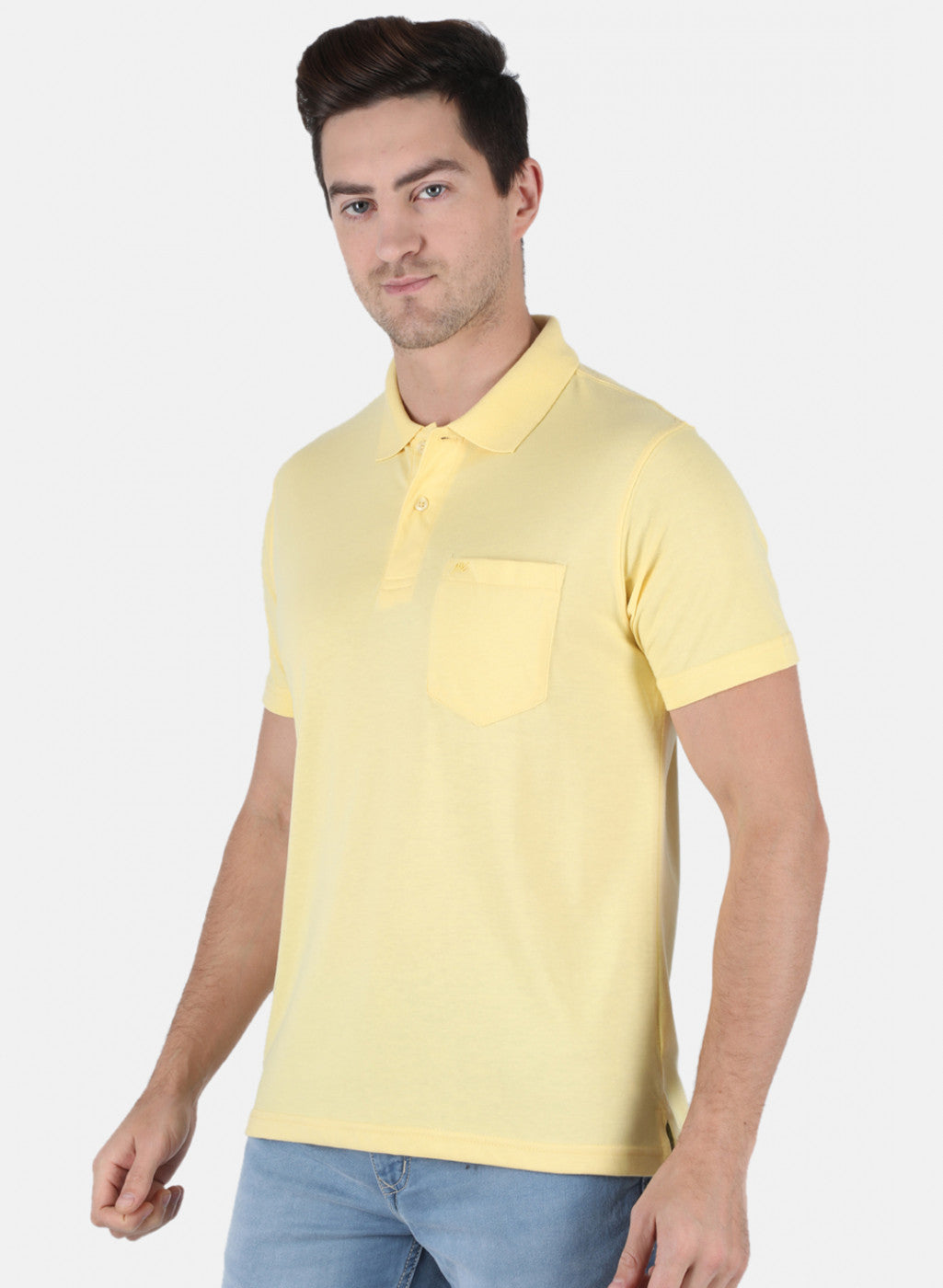 Men Yellow Plain T-Shirt