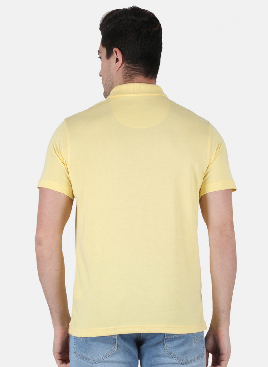 Men Yellow Plain T-Shirt