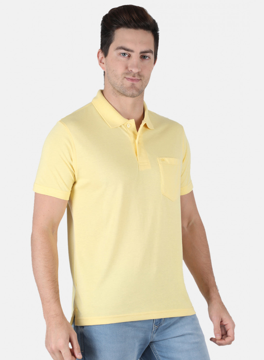 Men Yellow Plain T-Shirt