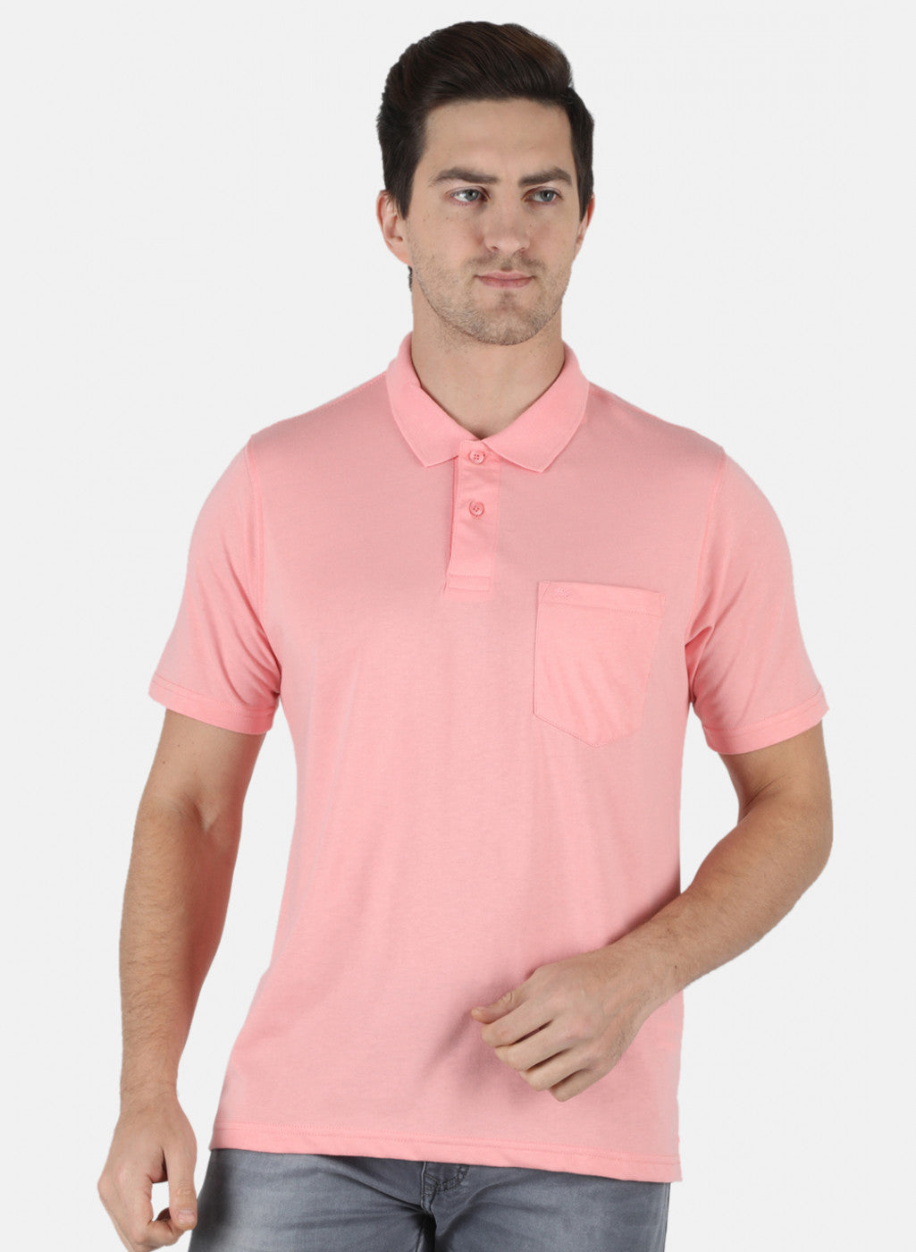 Men Pink Plain T-Shirt