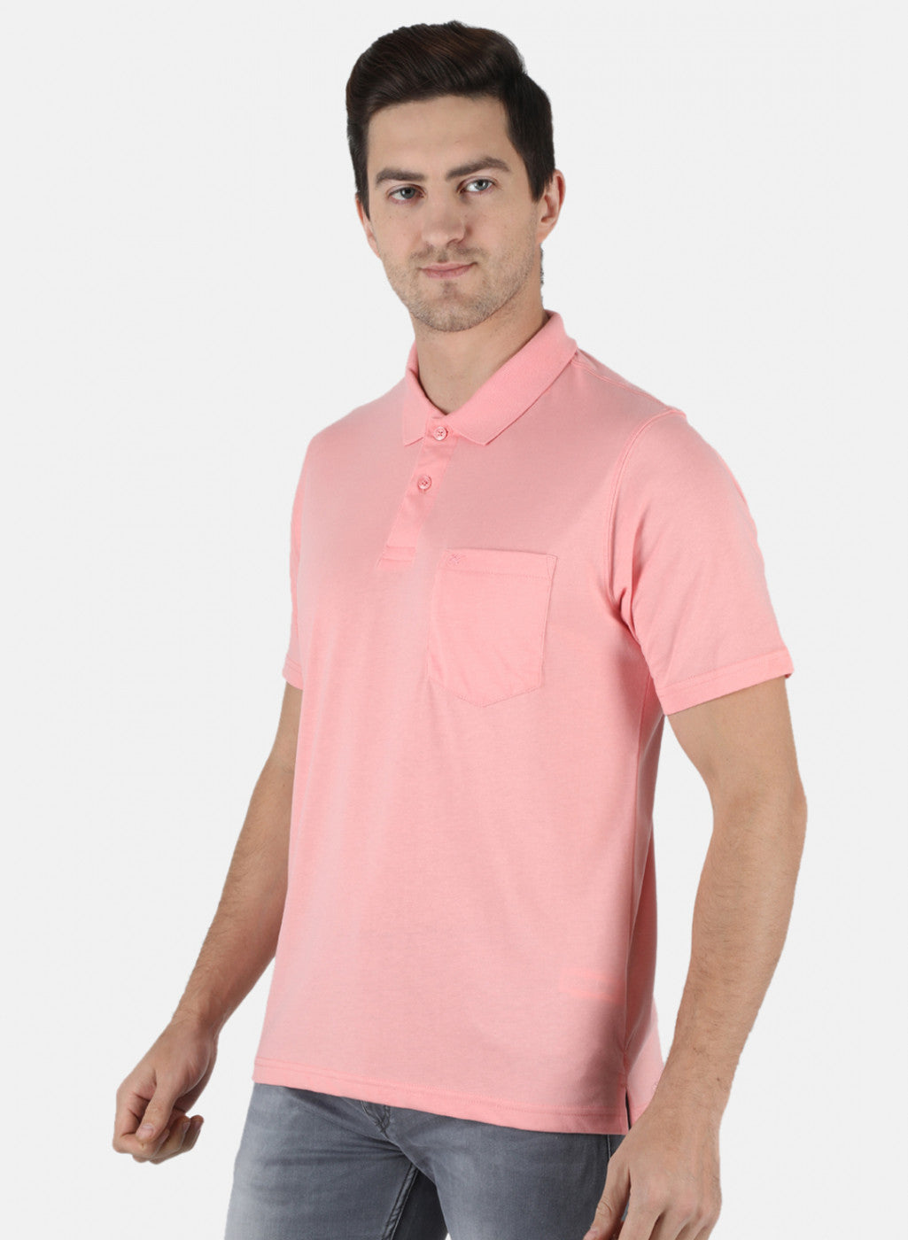 Men Pink Plain T-Shirt