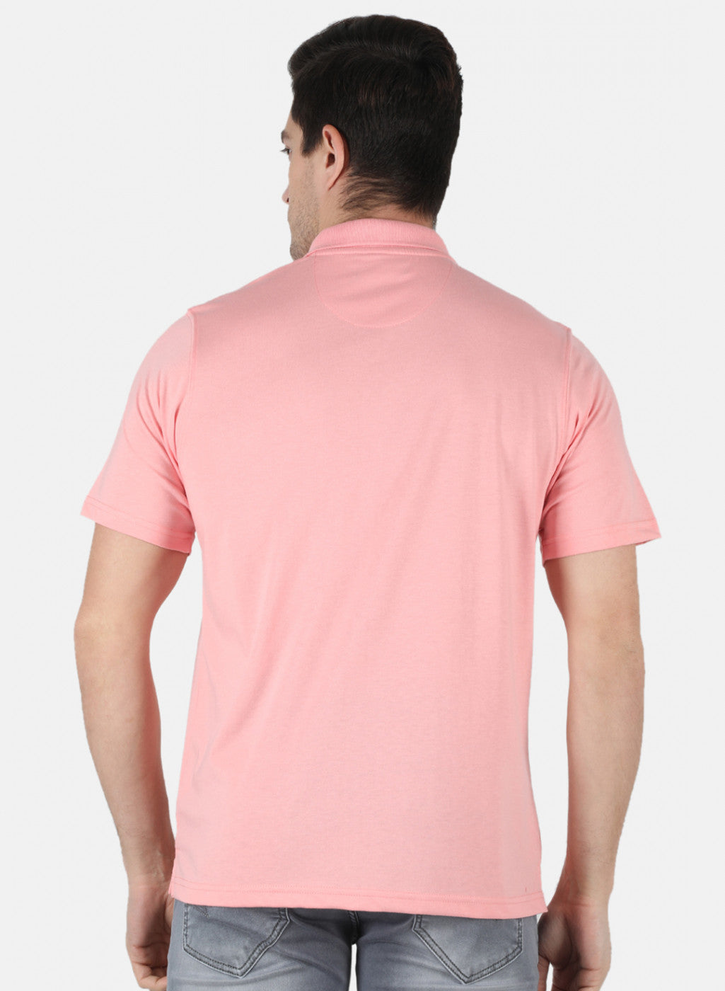 Men Pink Plain T-Shirt