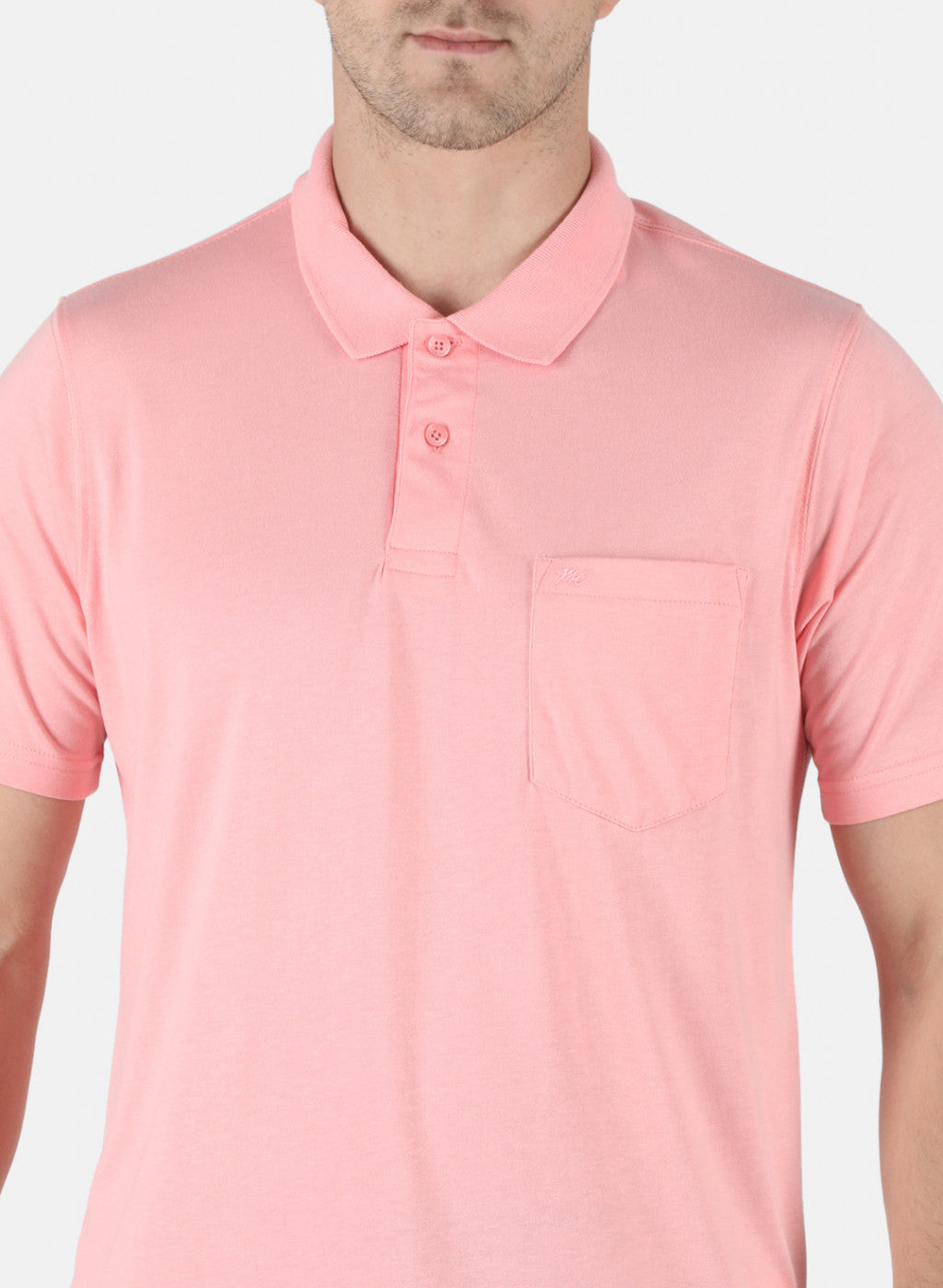 Men Pink Plain T-Shirt