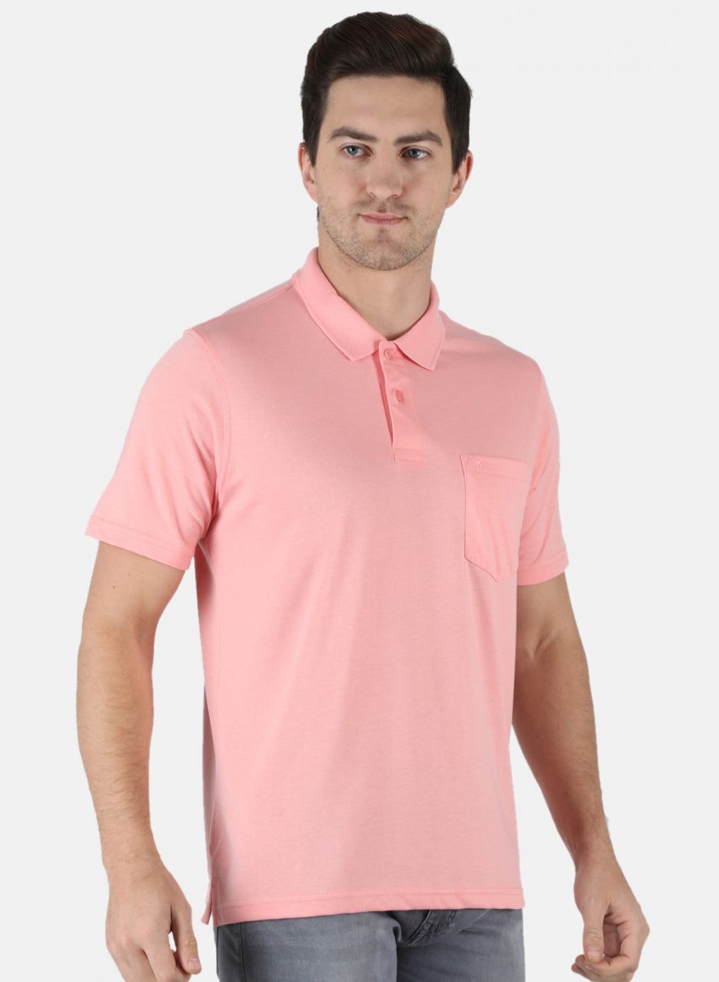 Men Pink Plain T-Shirt