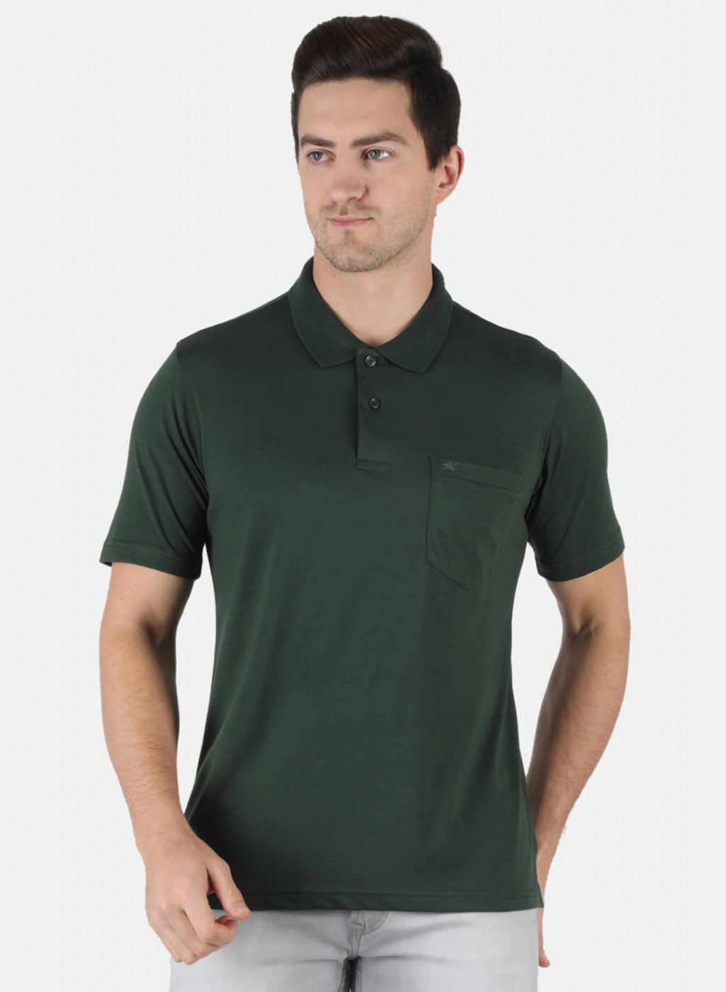 Men Green Plain T-Shirt