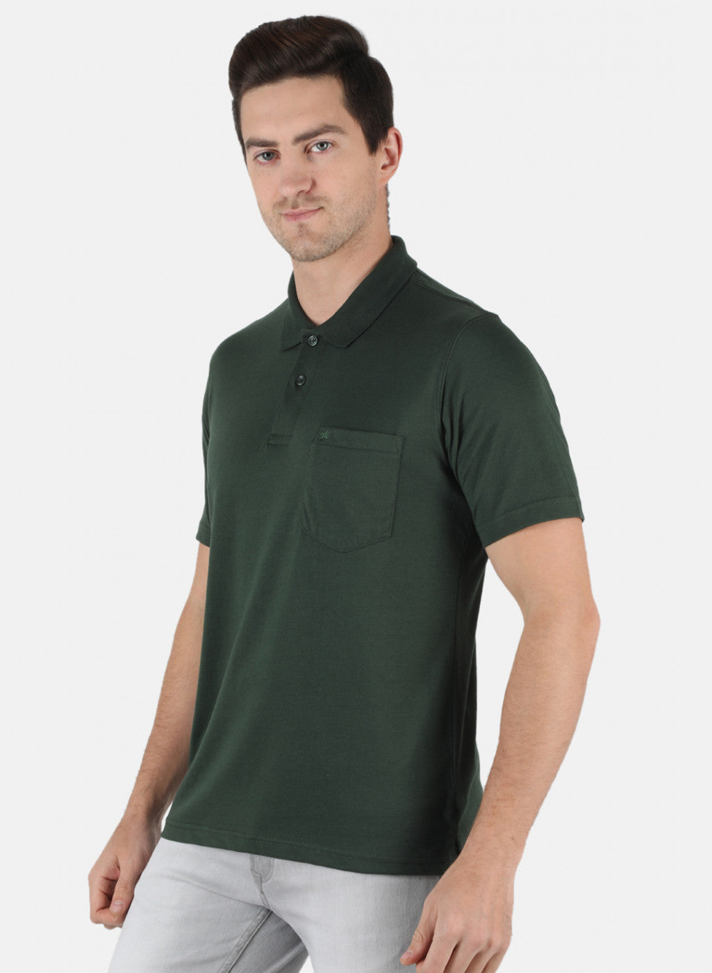 Men Green Plain T-Shirt