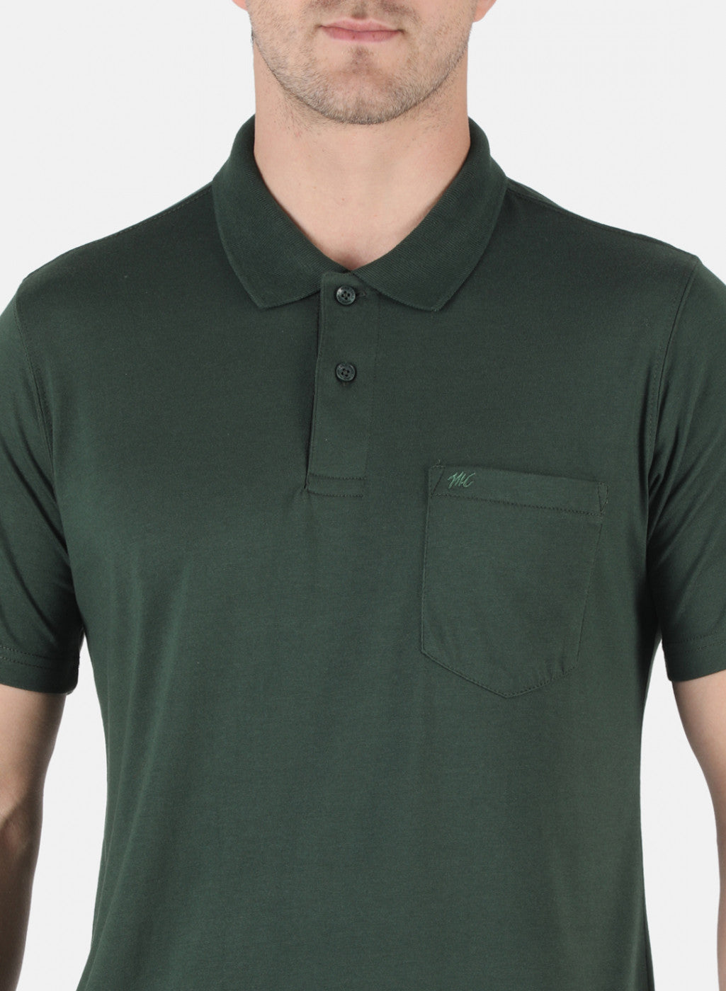 Men Green Plain T-Shirt