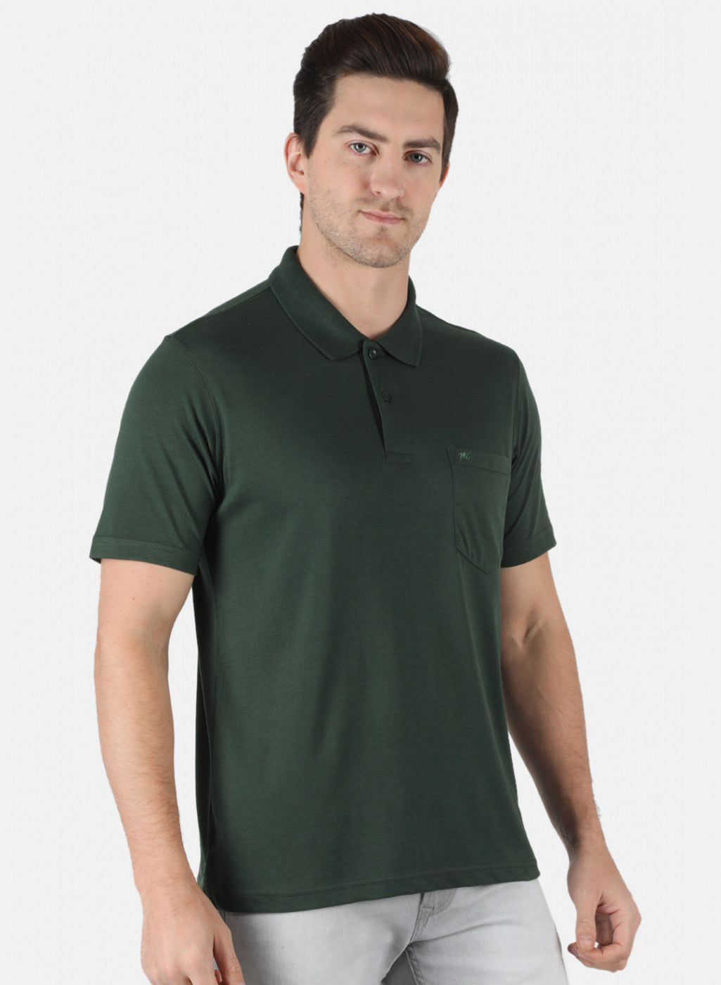 Men Green Plain T-Shirt