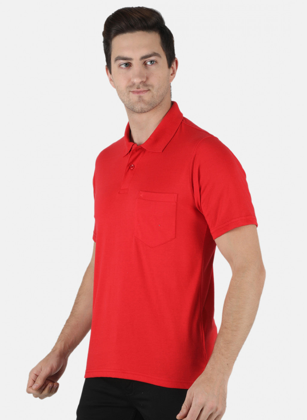 Men Red Plain T-Shirt