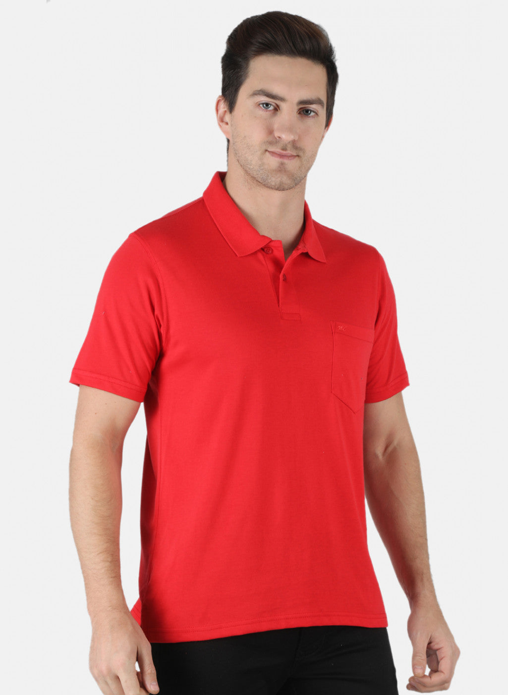 Men Red Plain T-Shirt