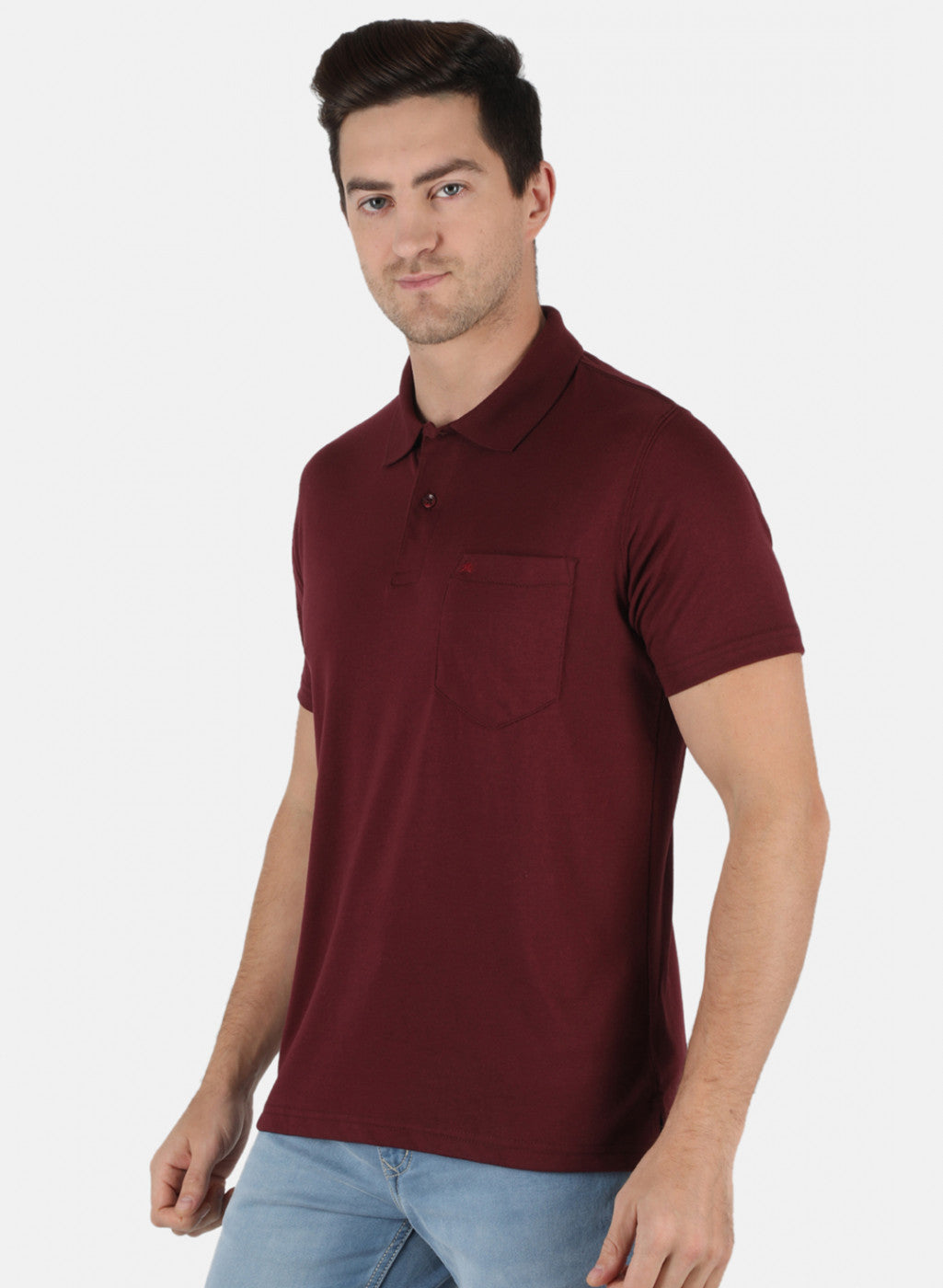 Men Maroon Plain T-Shirt