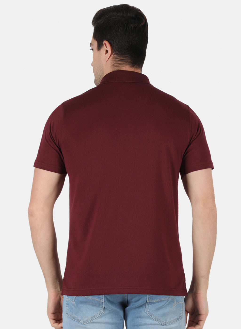 Men Maroon Plain T-Shirt