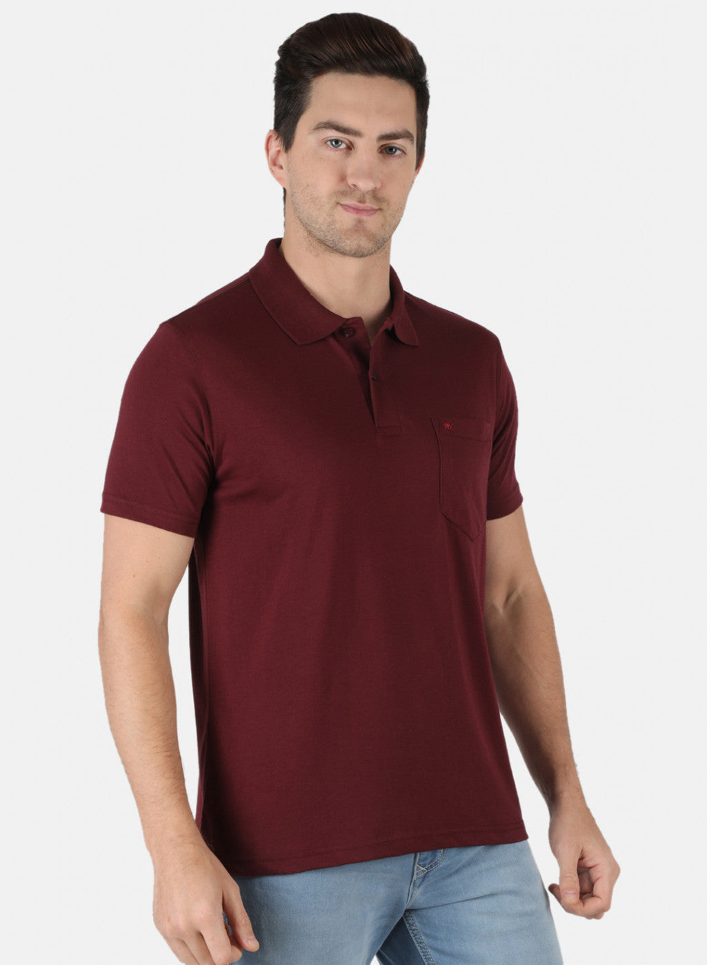 Men Maroon Plain T-Shirt