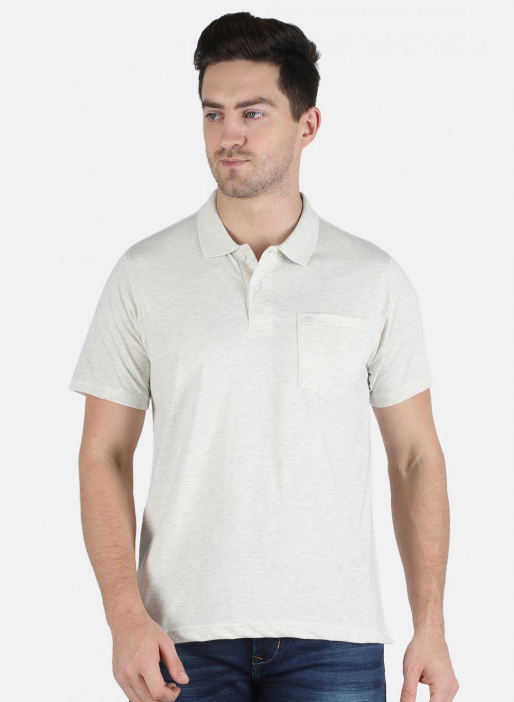 Men Off White Plain T-Shirt