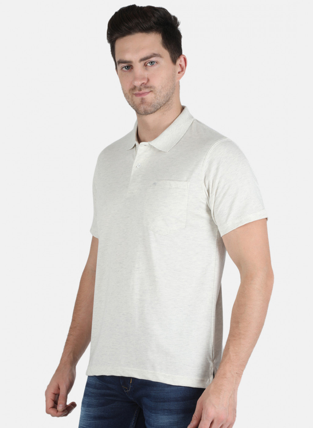 Men Off White Plain T-Shirt